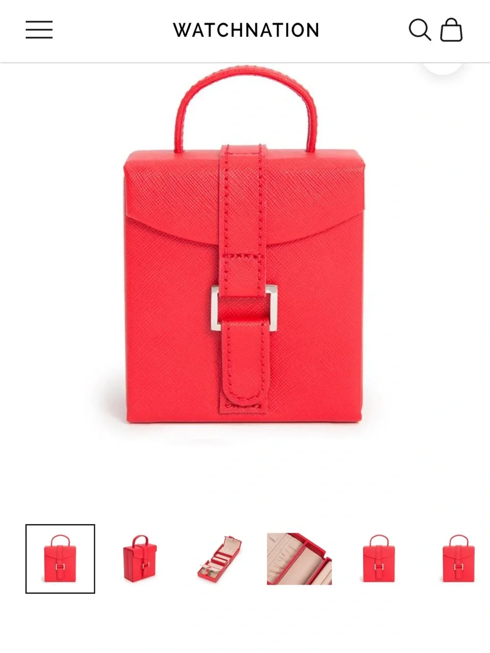 NWT Wolf Heritage Leather Fold-Out Travel Red Jewelry Box